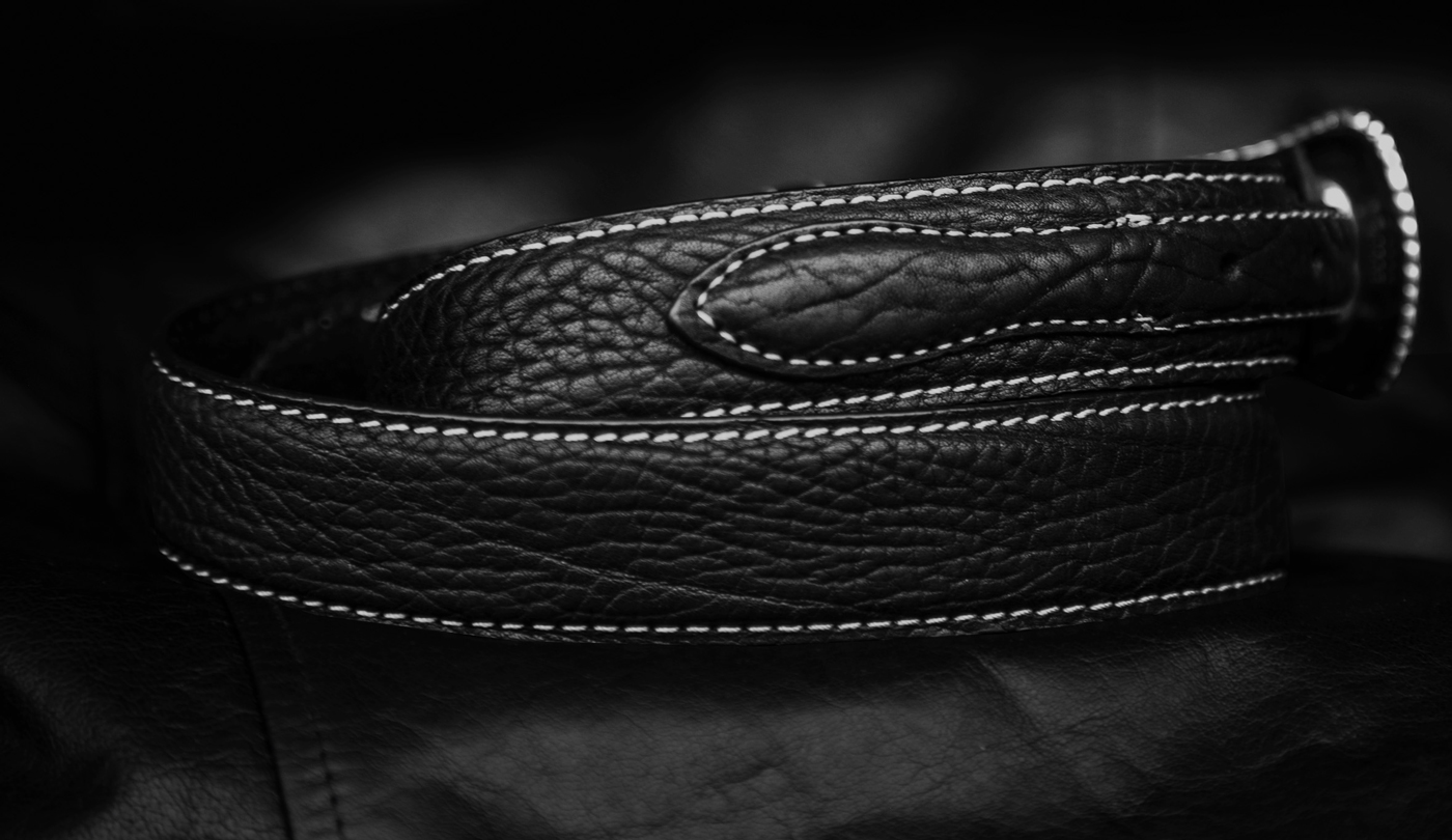 画像: バッファロー アメリカンバイソン レザー 4ピース レンジャーベルト（ブラック）/American Bison Leather Belt(Black)