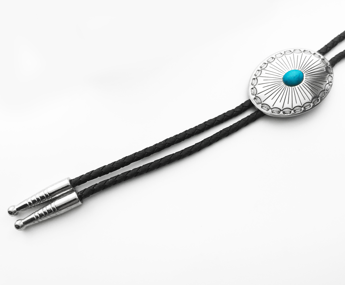 画像: ウエスタン ボロタイ シルバーオーバル・ターコイズ/Western Bolo Tie