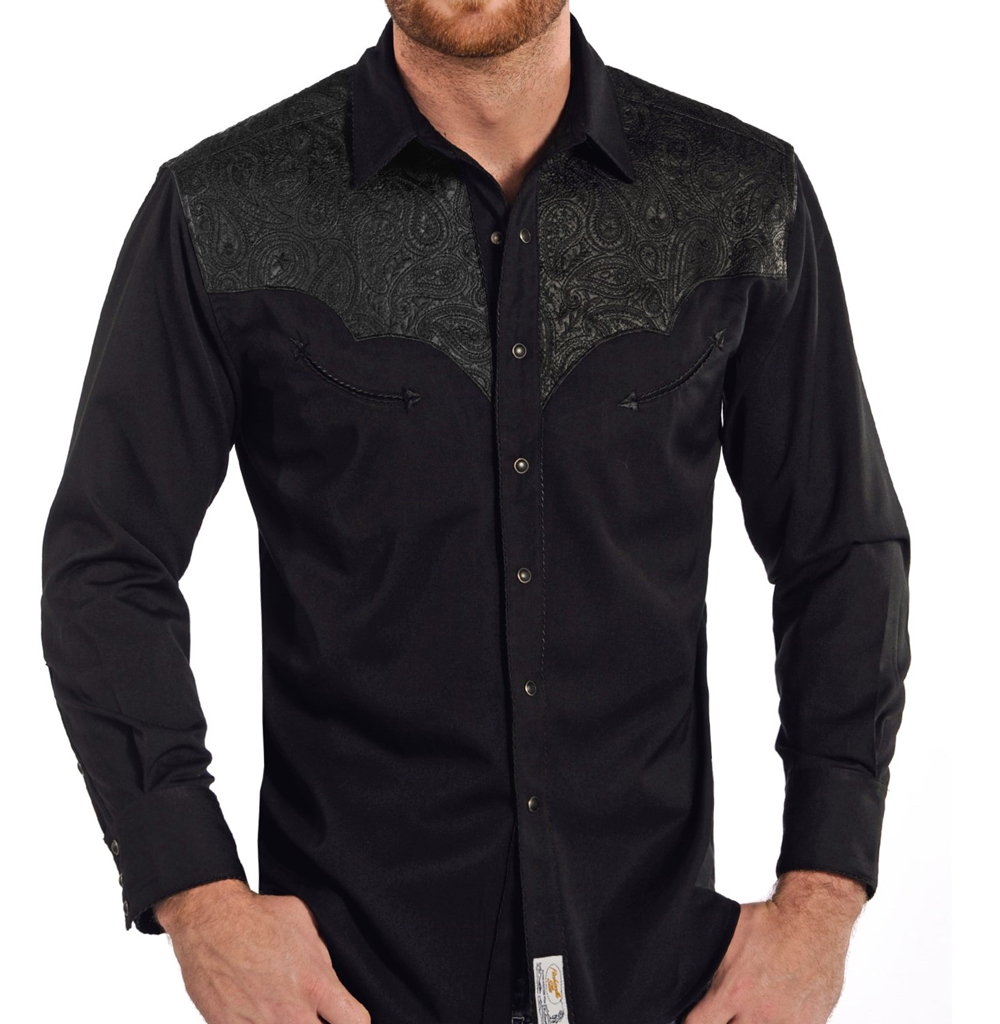 画像2: パンハンドルスリム ブラックペーズリー 刺繍 ヨーク ウエスタン シャツ（長袖・ブラック）/Panhandle Slim Long Sleeve Western Shirt