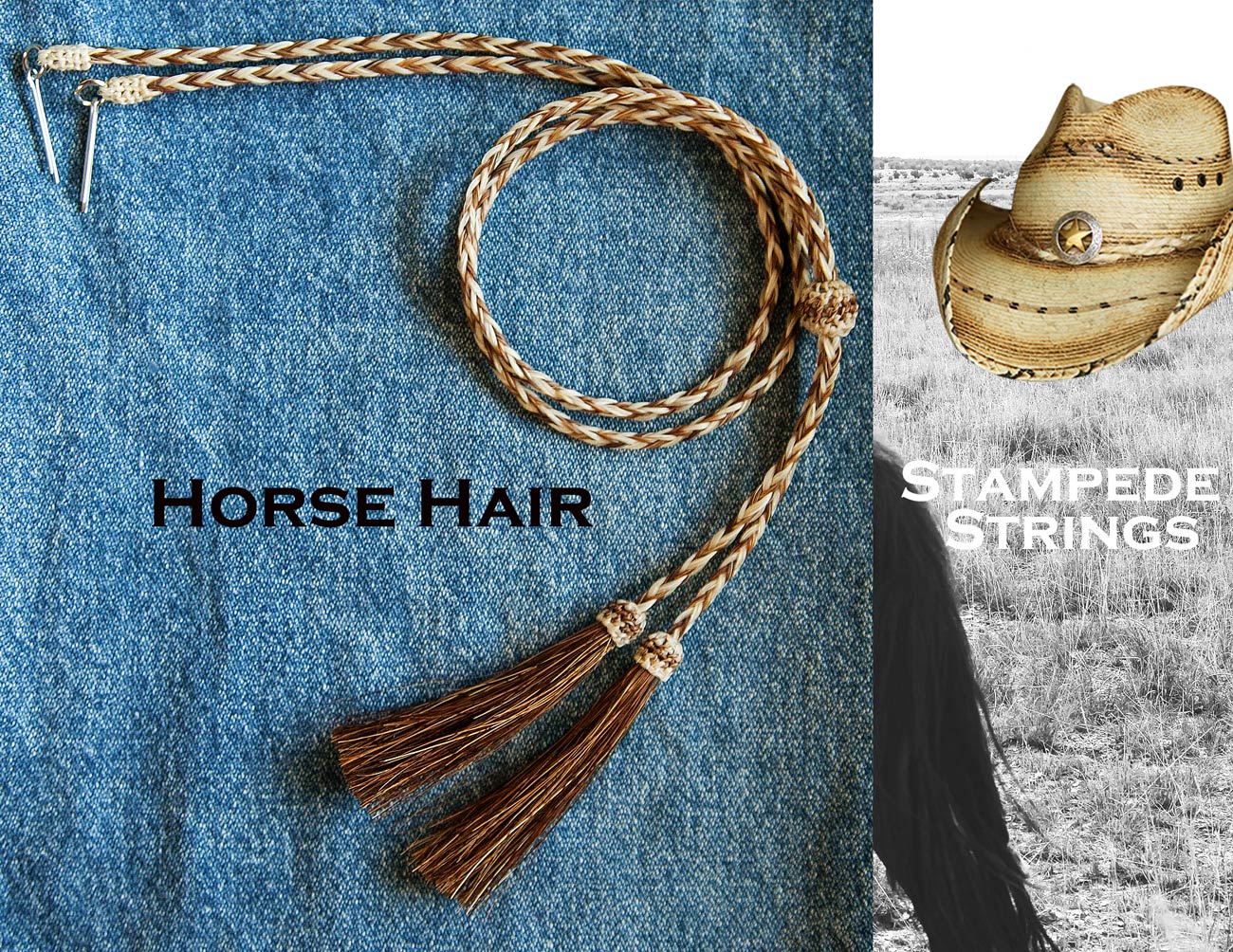 画像: ハット用 あご紐 ホースヘアー 馬毛 スタンピード ストリングス ブラウン・ナチュラル/M&F Western Products Horse Hair Stampede Strings