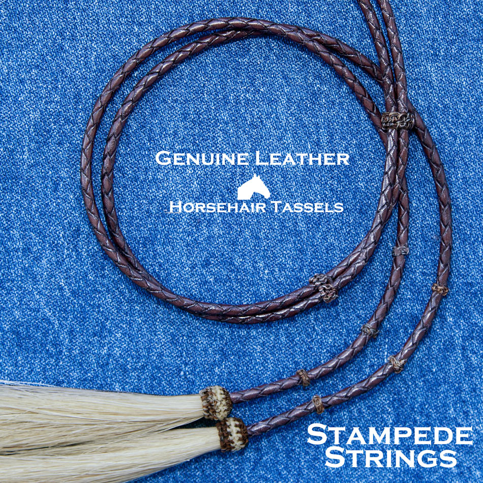 画像1: アメリカン ウエスタン レザー&ホースヘアータッセル スタンピード ストリングス ブラウン・ナチュラル（ハット用あご紐）/Leather w/horse Hair Stampede Strings
