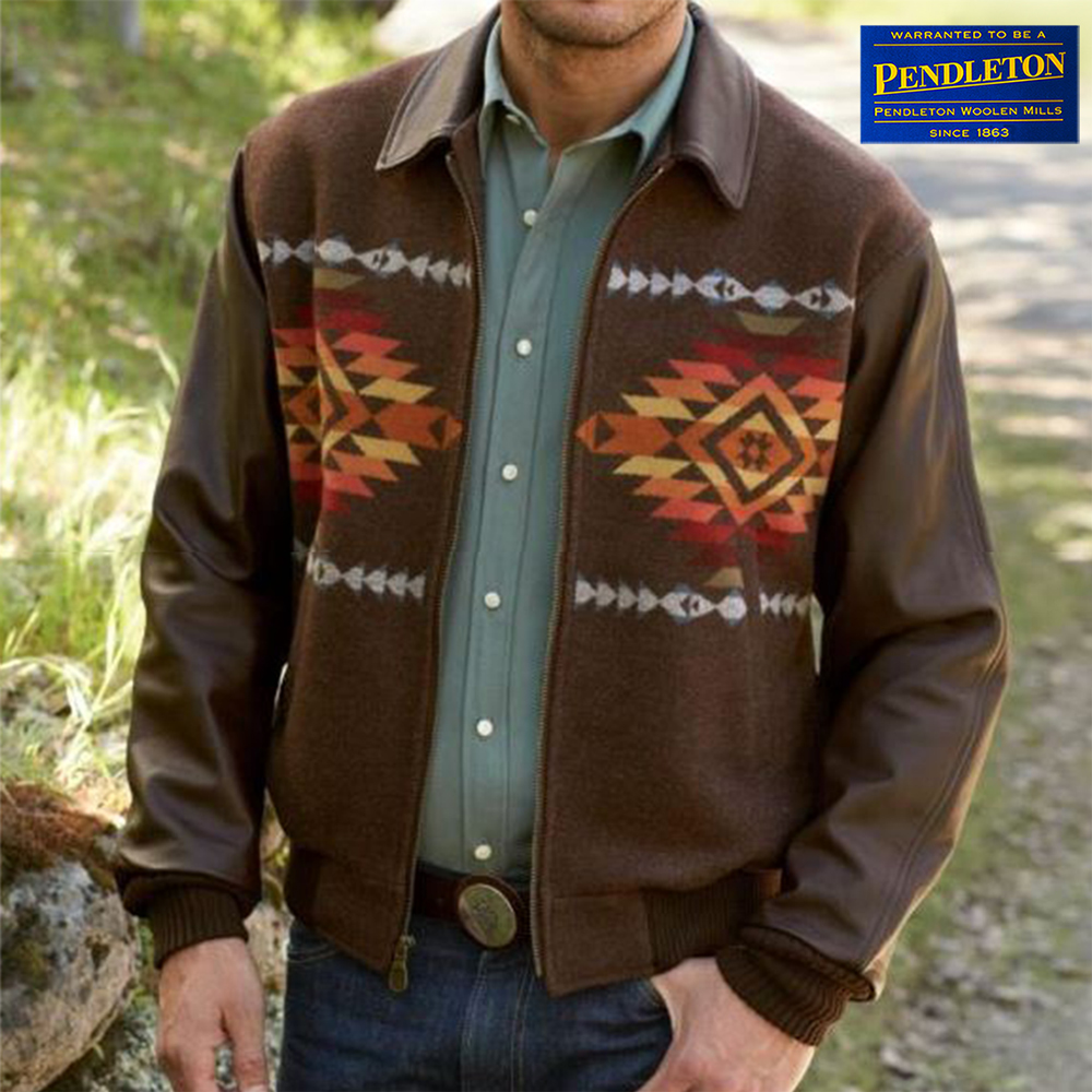 画像3: ペンドルトン ウール・レザー ジャケット ブラウン（Pueblo Dwelling）/Pendleton Cassidy Coat