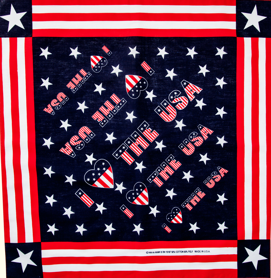 画像: ハバハンク バンダナ アイ❤ラブ U.S.A アメリカ国旗 星条旗 ★スター ❤ハート/HAV-A-HANK Bandana I LOVE THE U.S.A