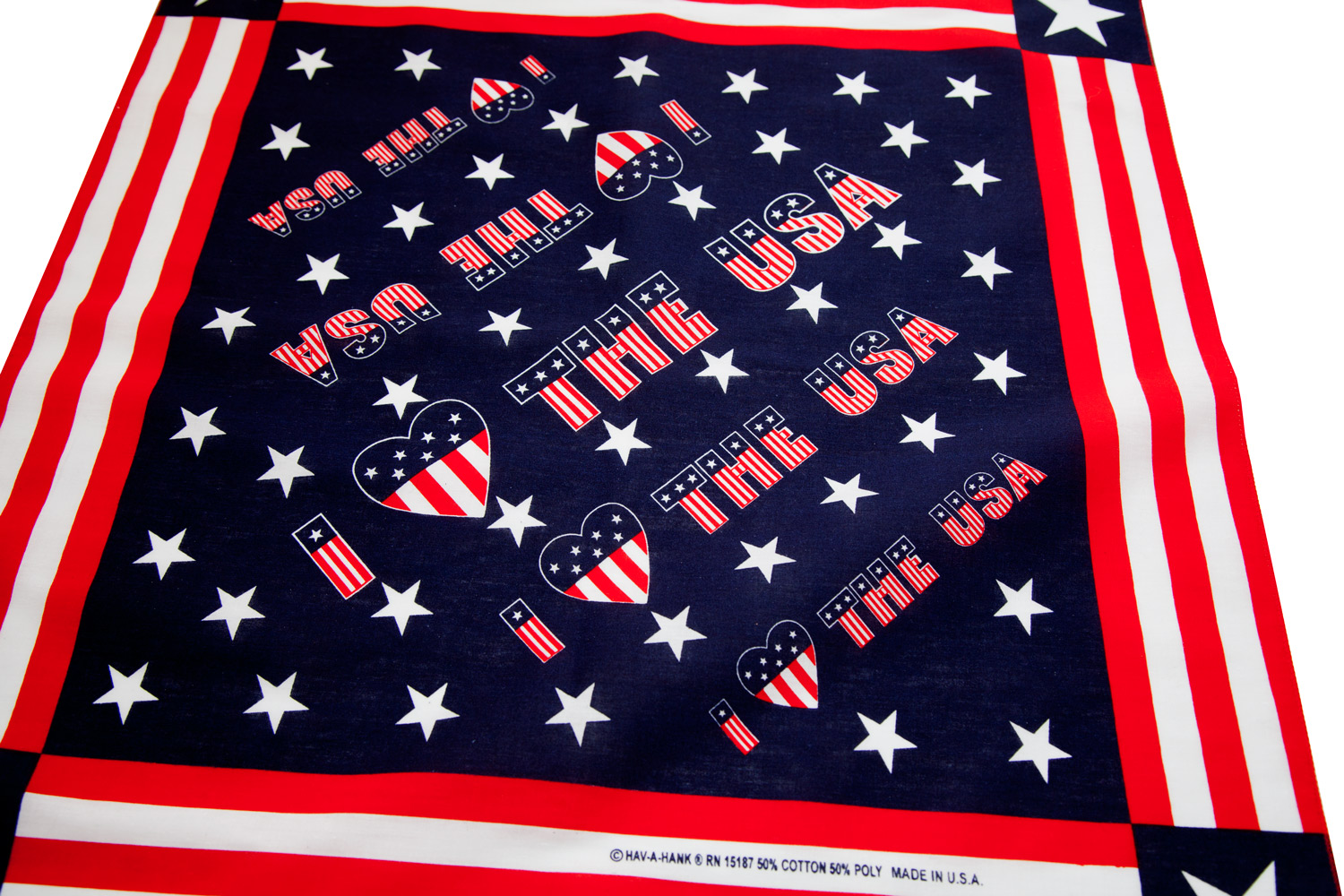 画像2: ハバハンク バンダナ アイ❤ラブ U.S.A アメリカ国旗 星条旗 ★スター ❤ハート/HAV-A-HANK Bandana I LOVE THE U.S.A