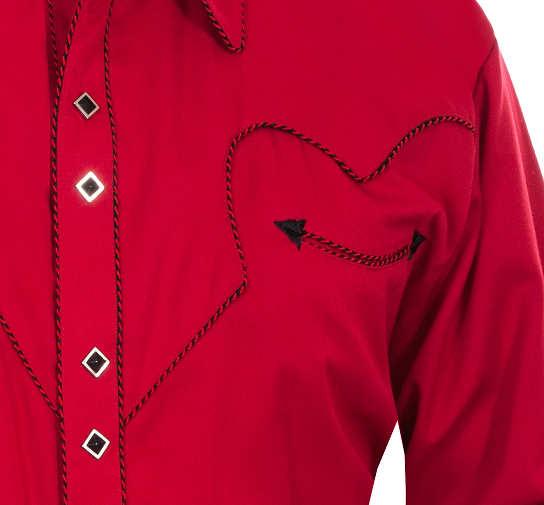 画像2: スカリー キャンディケイン パイピング ウエスタン シャツ（長袖/レッド・ブラック）/Scully Long Sleeve Western Shirt Crimson(Men's)