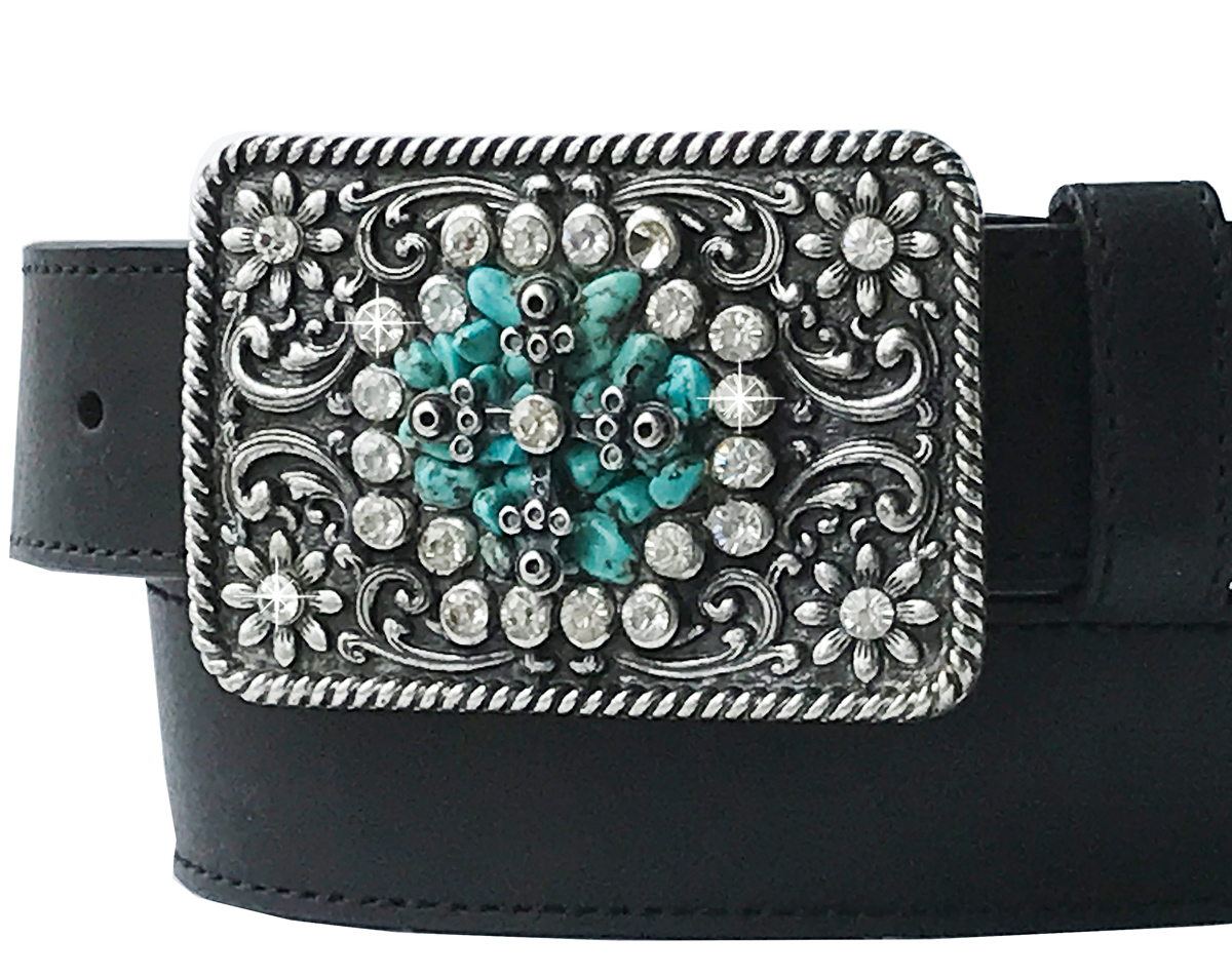 画像2: ノコナ ラインストーン&ターコイズ ベルト バックル（シルバー）/Nocona Belt Buckle