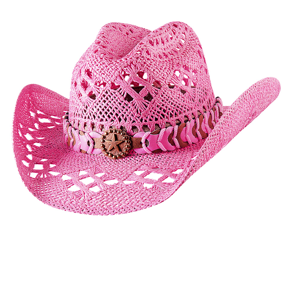 画像1: ブルハイド ウエスタン ストローハット ノーティガール（スター・ピンク）/Bullhide Cowboy Straw Hat Naughty Girl(Pink)