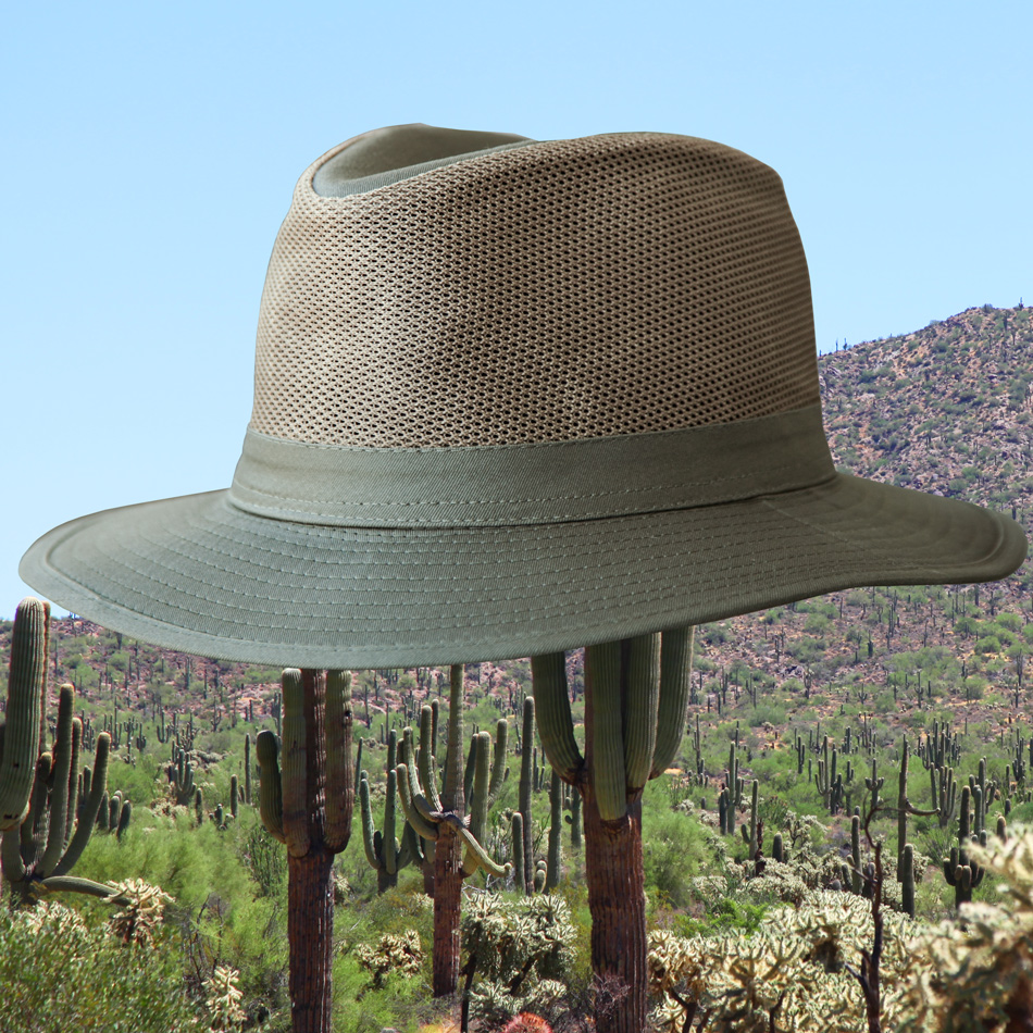 画像1: メッシュクラウン サファリ ハット（オリーブ）/Dorfman Pacific Mesh Crown Safari Hat(Olive)