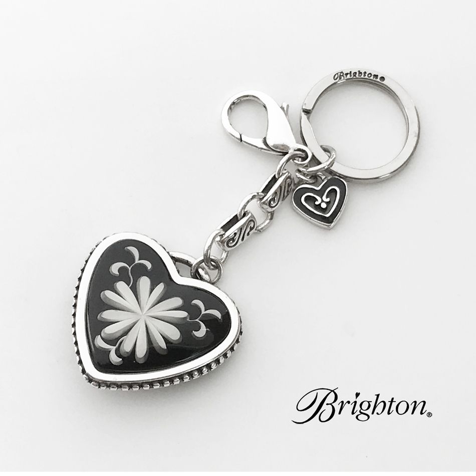 画像1: ブライトン ハート キーホルダー キーリング ハンドバッグ チャーム アメリカン アクセサリー（ブラック・シルバー）/Brighton Collectibles Key Fob Handbag Charm