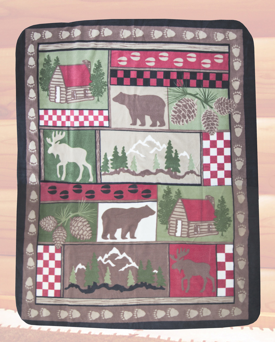画像2: ログキャビン フリース・スローブランケット/Fleece Throw(LogCabin)