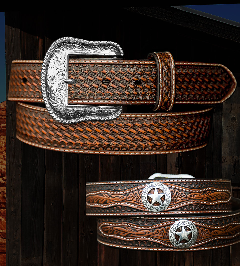 画像: ウエスタン スター レザーベルト(ブラウン)/Western Leather Belt(Brown)