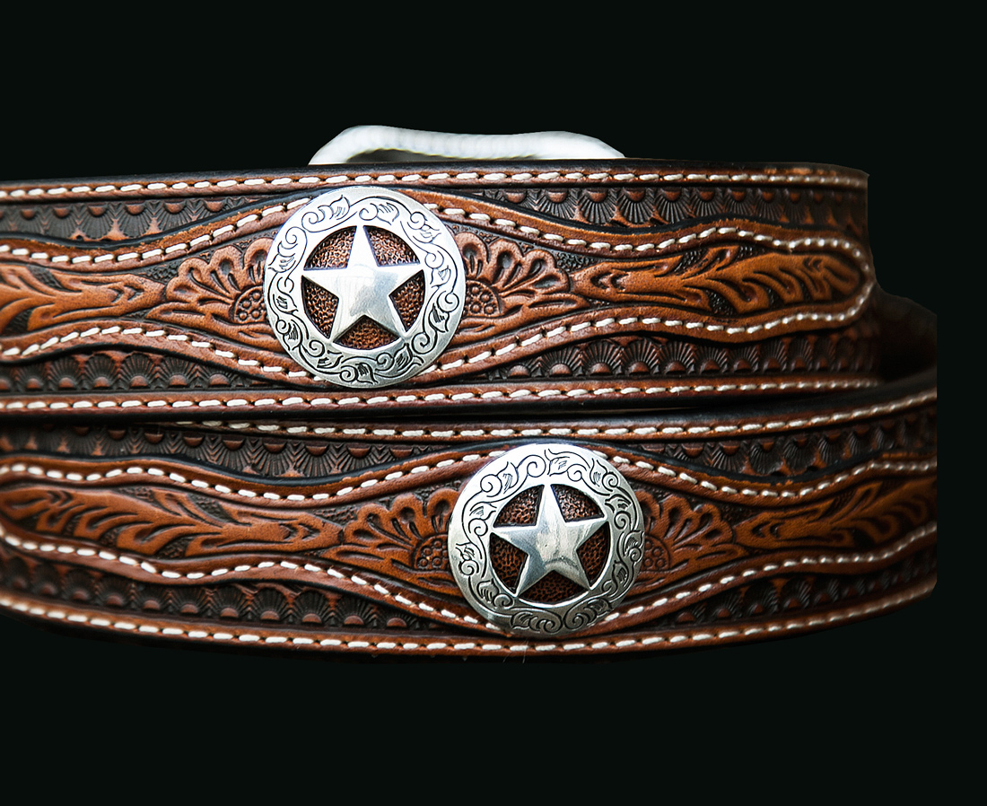 画像: ウエスタン スター レザーベルト(ブラウン)/Western Leather Belt(Brown)