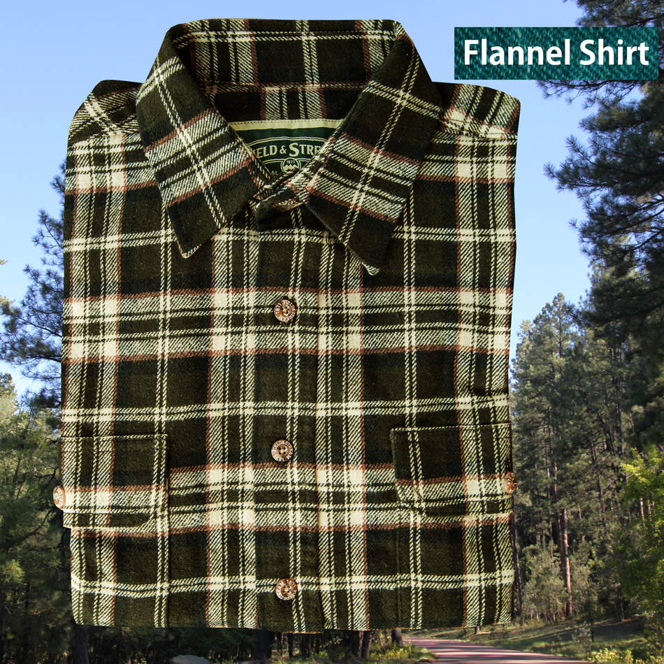 画像1: フランネル シャツ（フォレストグリーン・タン 長袖）M（身幅60cm）XL（身幅66cm）/Field & Stream Heavyweight Flannel Shirt 